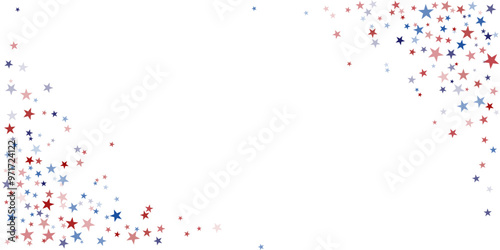 USA flag stars corner background, red and blue stars confetti, starry glitter