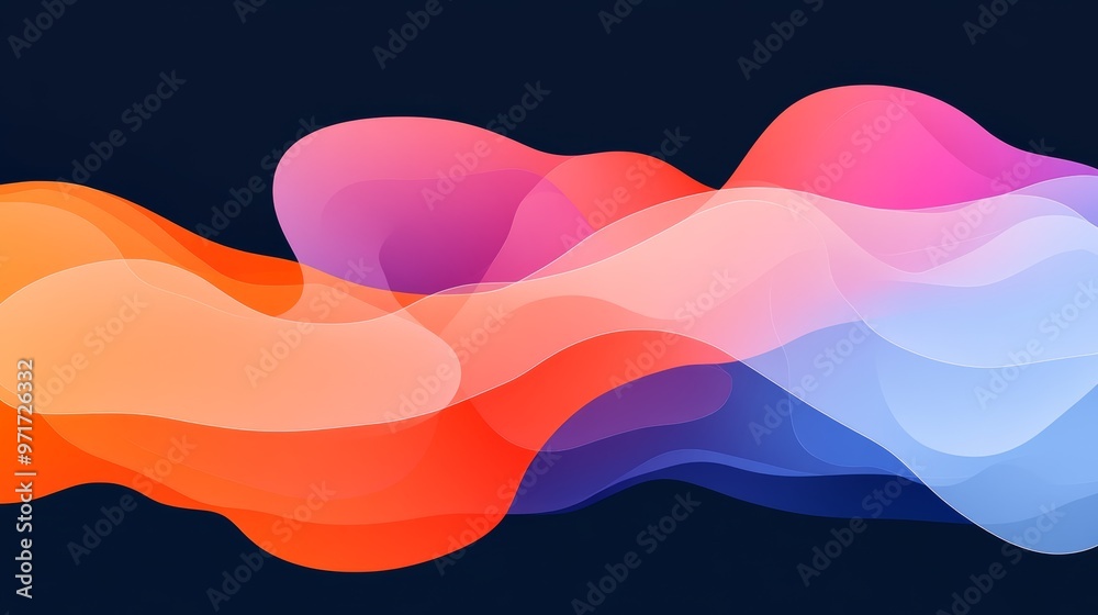 Abstract colorful waves with a dark background