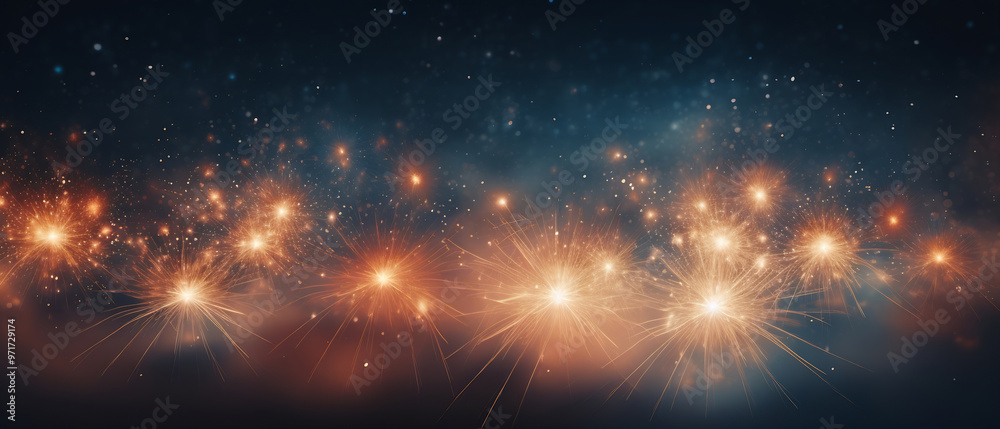 Fototapeta premium Abstract colored firework background with free space for text