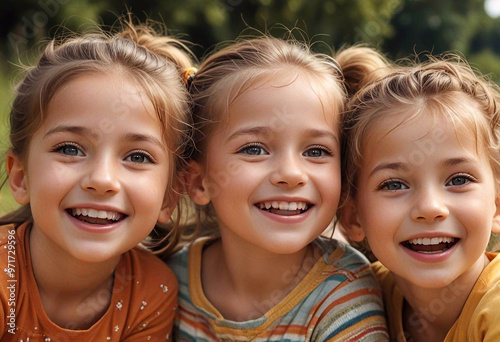 Cheerful children against the backdrop of nature