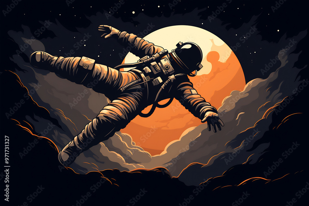 Naklejka premium Astronaut floating in the sky
