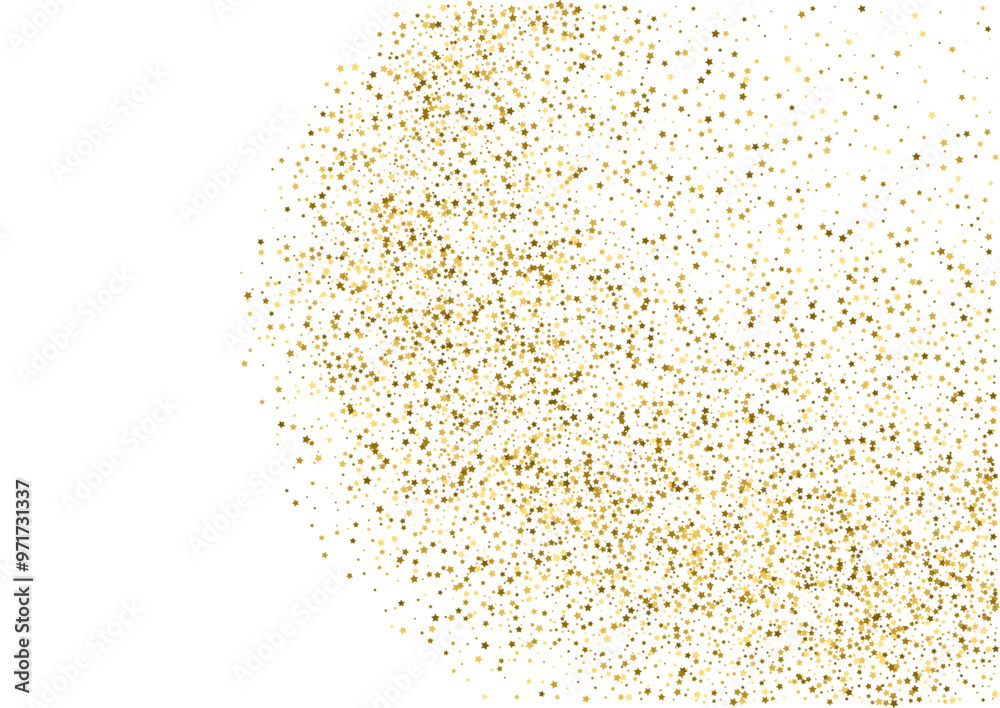 Christmas, new year blank space card template with abstract golden star shaped scattered confetti background