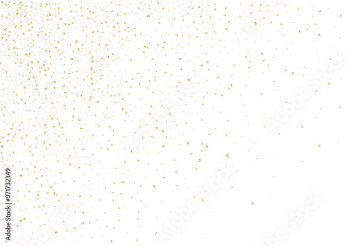 Christmas, new year card template with abstract scattered golden confetti background. Blank space template for banners, cards