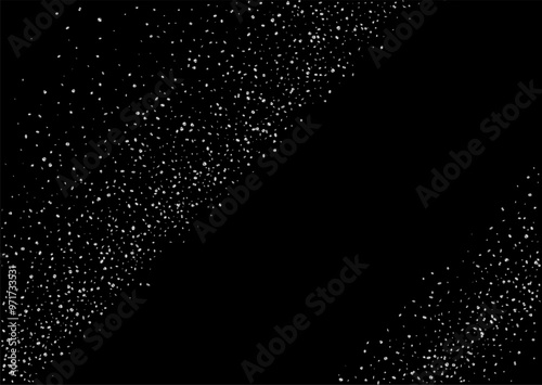 Christmas, new year card template with abstract silver star shaped confetti background.