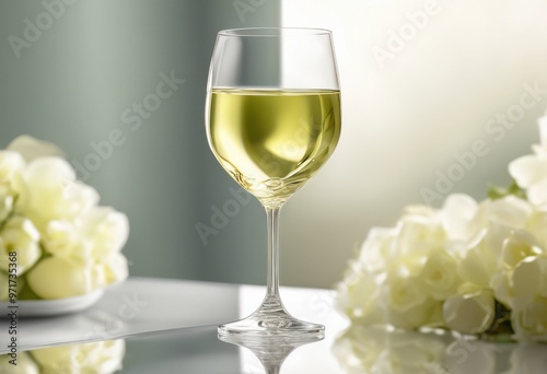 elegant white wine glass positioned chic highlighting its refined design sophisticated aesthetic appeal, ambiance, allure, barware, beauty, beverage