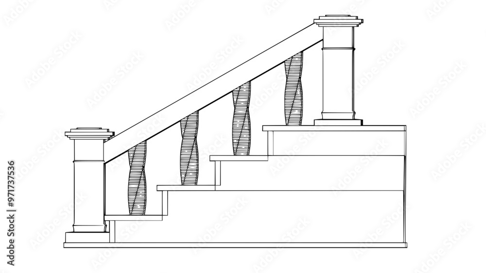 Staircase Balustrade Designs 2D vector Staircase Balustrade Designs 2D vector