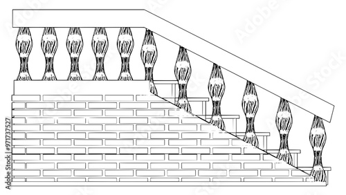 Staircase Balustrade Designs 2D vector