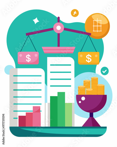 A savings account statement with a noticeable increase in the ending balance compared to previous months.. Vector illustration