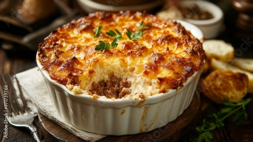 National cuisine of Great Britain: Meat pudding.