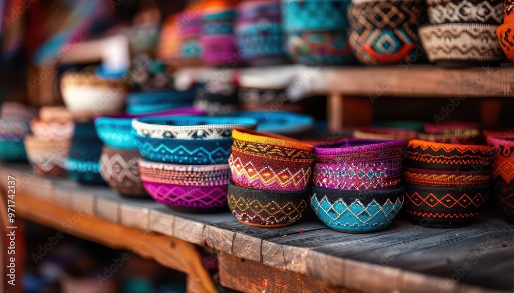 Local crafts at a market, vibrant and handmade, Urban, Bright hues, Photograph, Cultural heritage Local crafts at a market, vibrant and handmade, Urban, Bright hues, Photograph, Cultural heritage