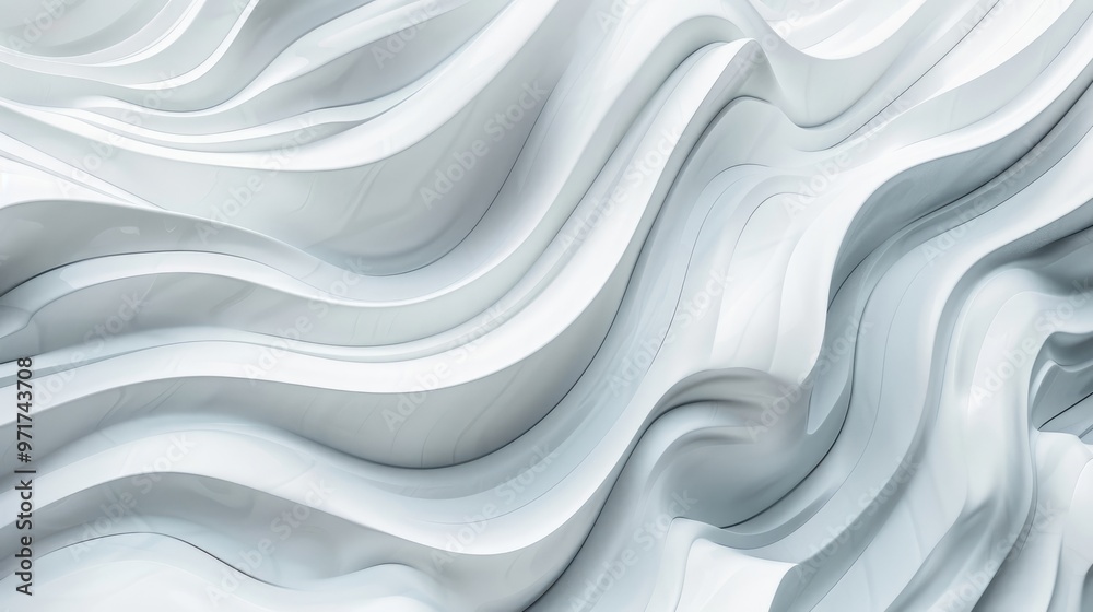 Obraz premium Abstract Wave Background. Minimal White Geometric Wallpaper