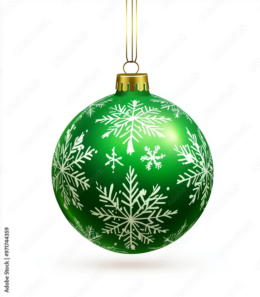 green Christmas tree ball on a white background green Christmas tree ball on a white background