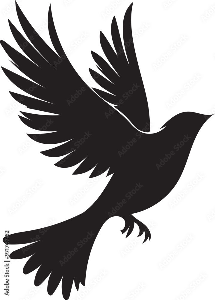 Fototapeta premium Black Flying Bird Silhouette – Stunning Illustration for Branding EPS 10