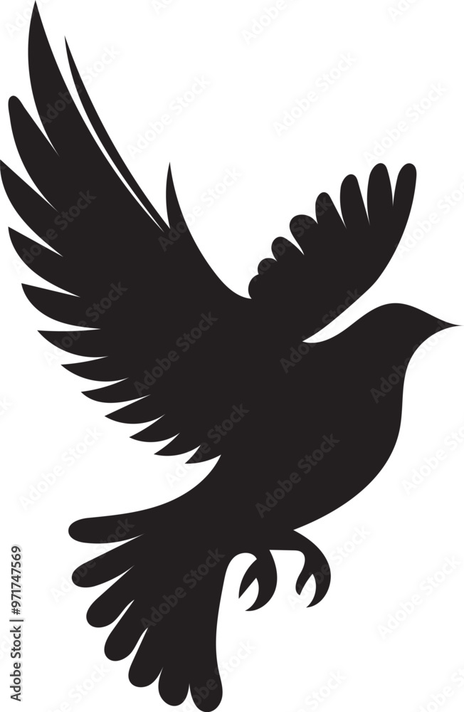 Fototapeta premium Flying Bird Silhouette Illustration – Elegant Black Vector Design EPS 10