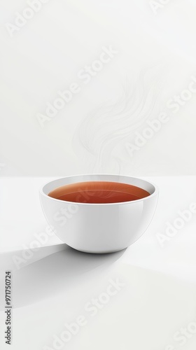 This design showcases a steaming bowl of soup against a minimalist white background, perfect for a culinary business card