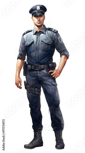 A man in a police uniform.