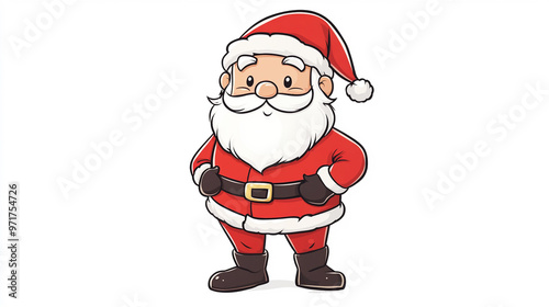 Cartoon Santa on White Background