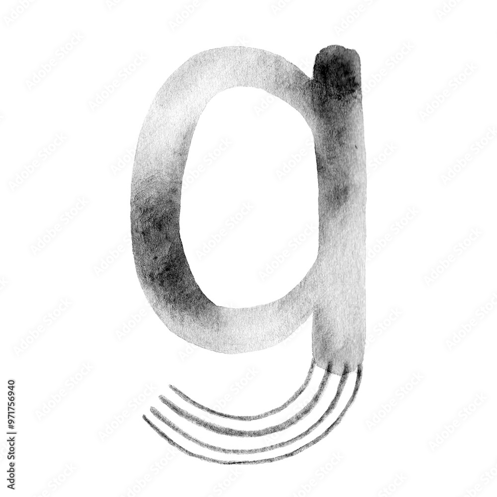 Handcrafted watercolor lowercase letter 