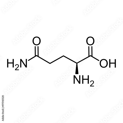 Chemical structural formula of amino acid, glutamine