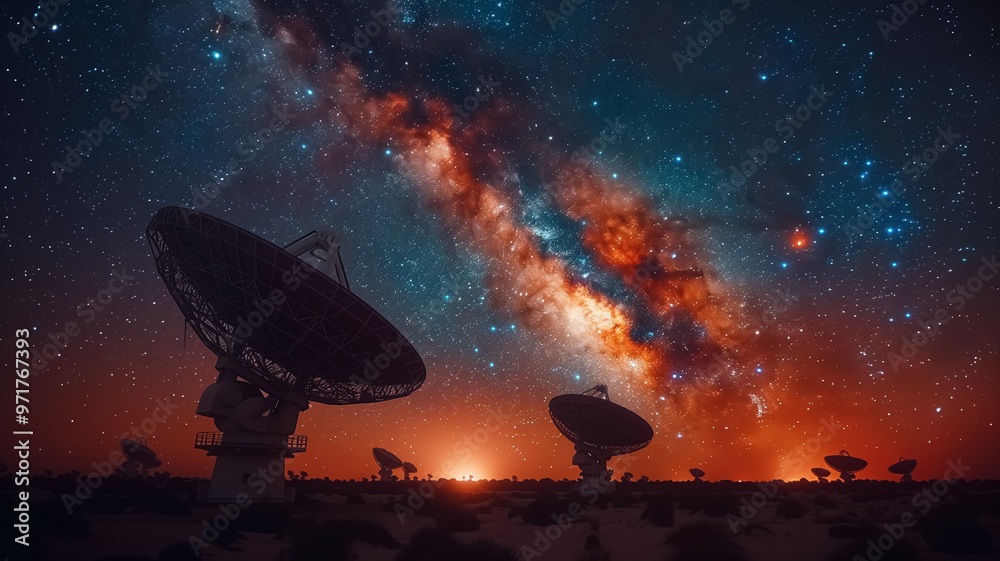 telescope in the milky way galaxy night