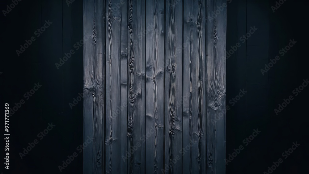 Fototapeta premium Dark grey wooden background on black