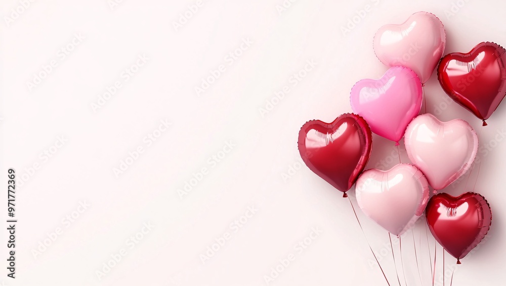 Colorful heart-shaped balloons floating against a light background, perfect for celebrations of love and affection Colorful heart-shaped balloons floating against a light background, perfect for celebrations of love and affection
