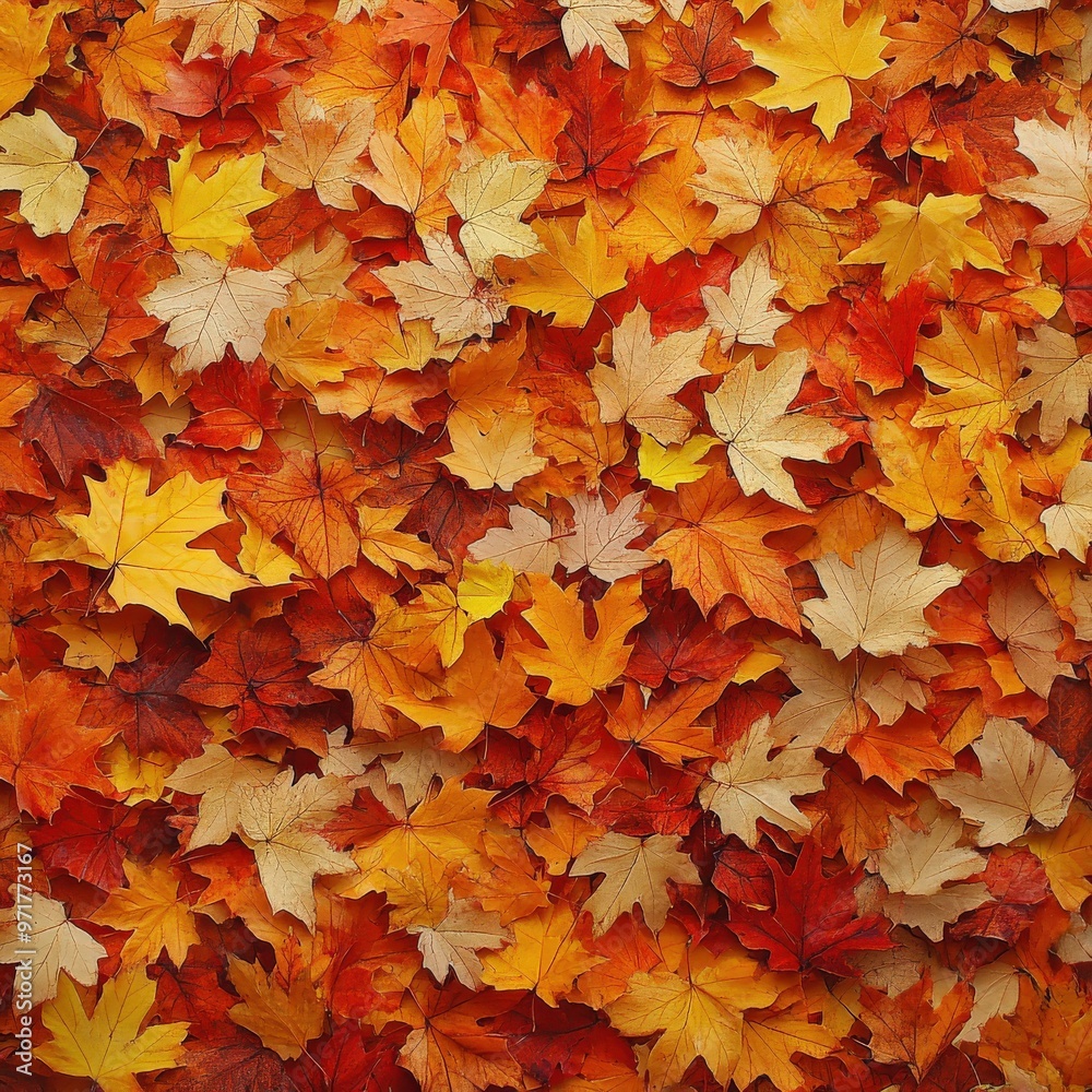Vibrant autumn leaves scattered across a natural background