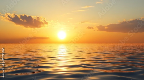A beautiful sunset over the ocean, with the sun setting behind the horizon.
