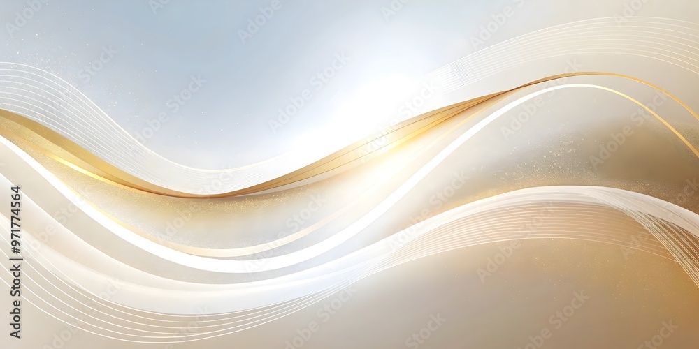 Fototapeta premium chic white wave with golden tint on elegant modern design for posters