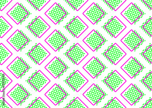 Abstract geometric seamless pattern 80s-90s aesthetic. Contemporary memphis inspired design background. Electric neon colors
