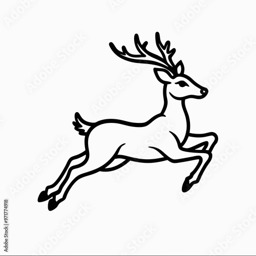Energetic reindeer leaping on a white background for festive winter celebrations