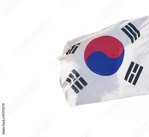 Republic of Korea official flag isolated on white background.
