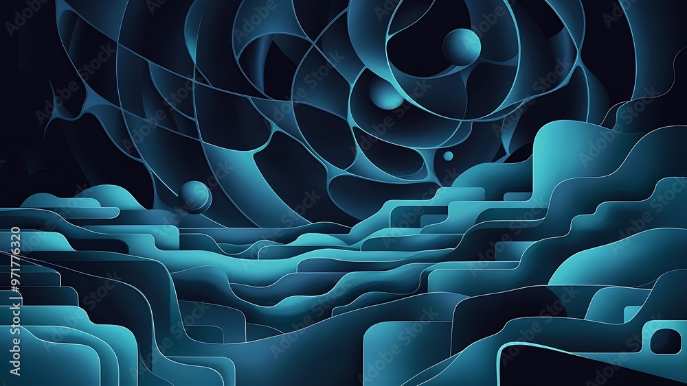 Obraz premium Dark blue color abstract background, digital graphic illustration