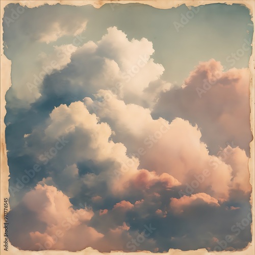 Water color like cloud on old paper texture background