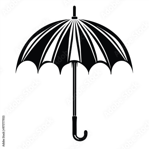 A gentleman holds a vintage black umbrella cane adding a touch of elegance on a rainy day in an urban environment highlighting classic fashion and sophistication