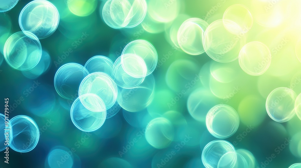 Serene Abstract Background with Soft, Blurred Bokeh Circles in Cool Blue and Green Tones Serene Abstract Background with Soft, Blurred Bokeh Circles in Cool Blue and Green Tones