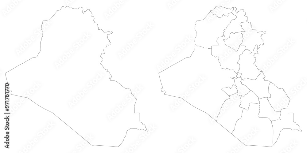 Obraz premium Iraq map. Map of Iraq in white set