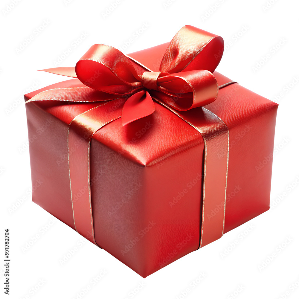 Obraz premium red gift box with bow isolated on white