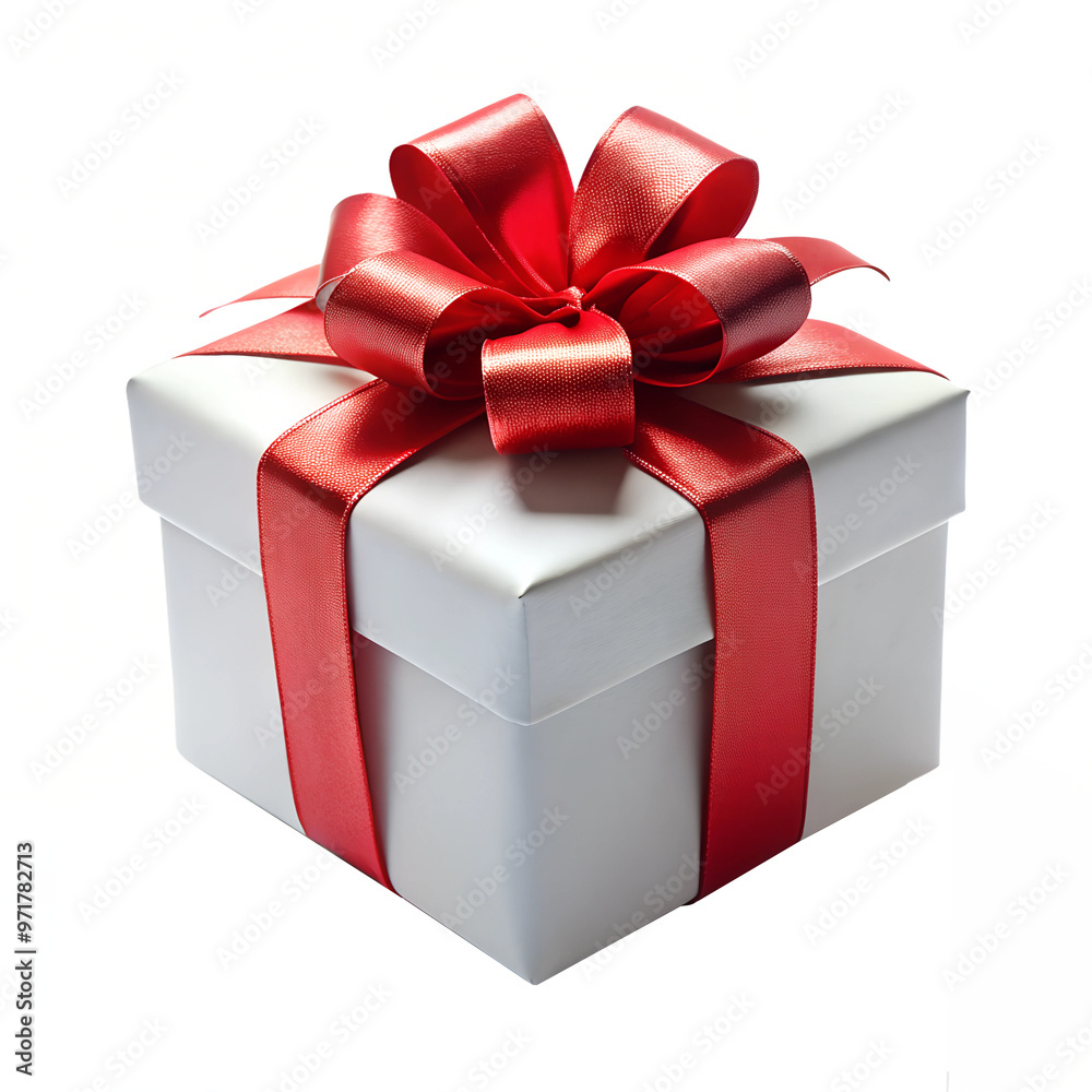 Obraz premium gift box with res ribbon isolated on white