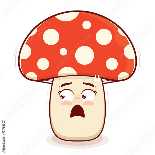 mushroom surprised face cartoon cute