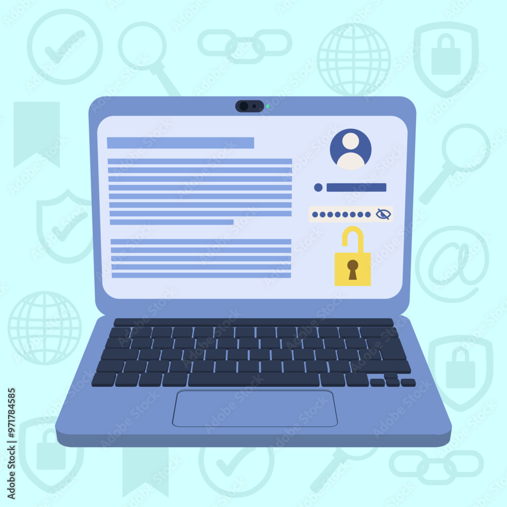 Laptop Security Login Interface Illustration Laptop Security Login Interface Illustration