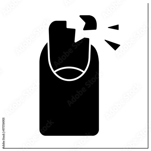 Anemia glyph icon. Disease symptoms. Brittle nails.Iron deficiency. Health protection concept. Filled flat sign. Isolated silhouette vector illustration