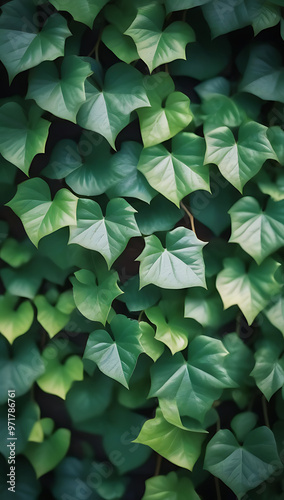 ivy vines climbing garden wall showcasing natural growth patterns photo