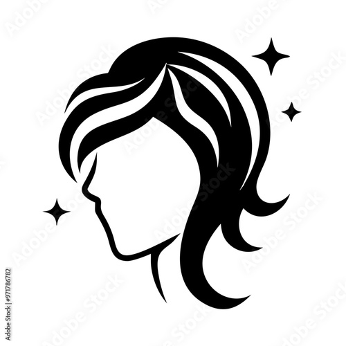 Hairstyle Silhouette Icon - Transparent Background Clipart