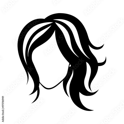 Hairstyle Silhouette Icon - Transparent Background Clipart