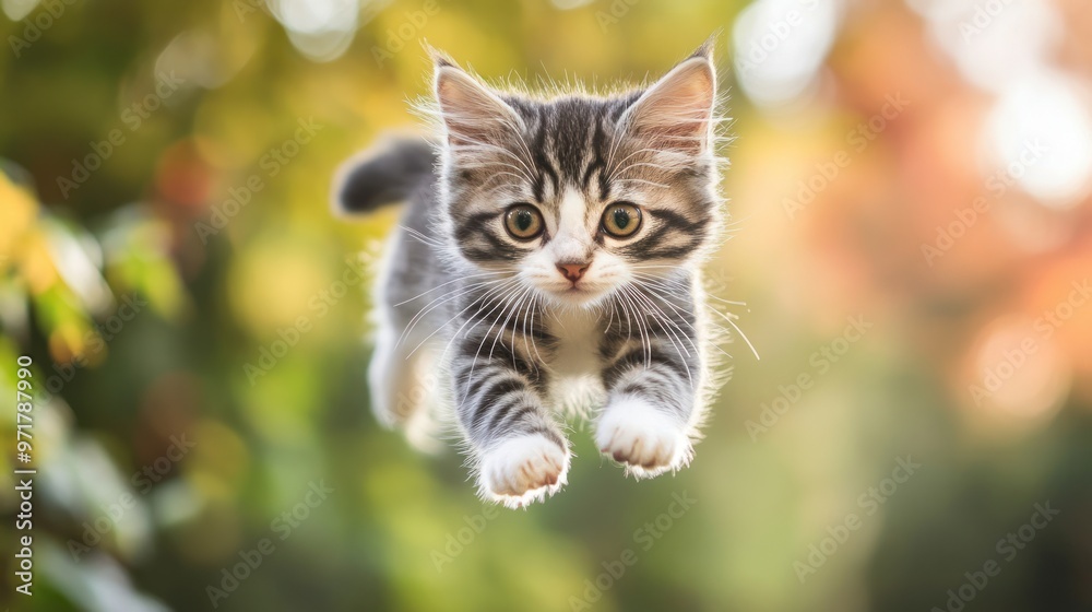 Adorable Kitten Leaping Through the Air Adorable Kitten Leaping Through the Air