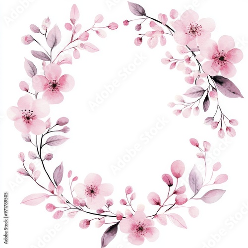 The blooming elegance watercolor wreath gives your designs a touch of natural beauty with its pink flowers and lush greenery.