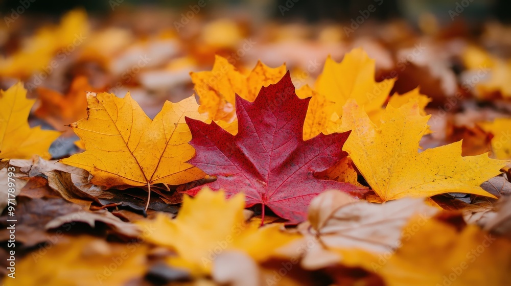 Vibrant autumn leaves scattered across a natural background Vibrant autumn leaves scattered across a natural background