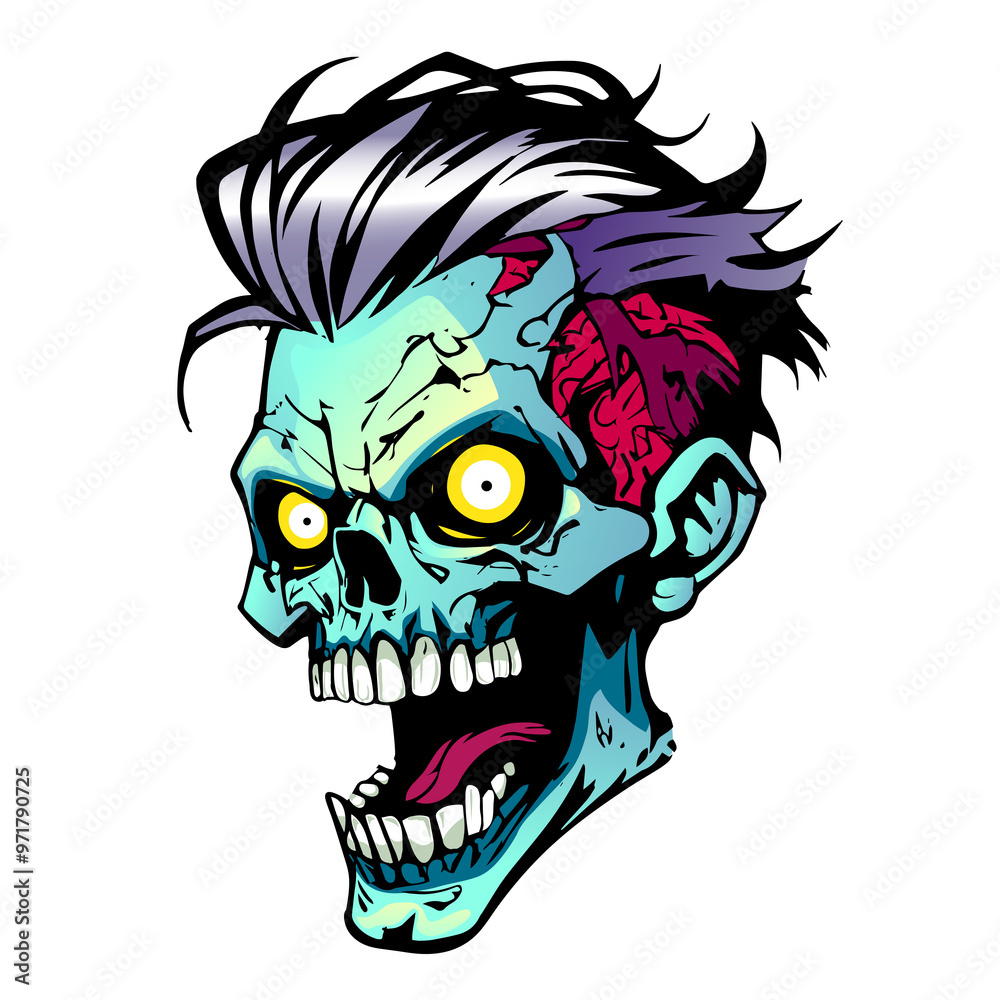Zombie cartoon, head, walking dead, funny halloween monster, Zombie cartoon, head, walking dead, funny halloween monster,