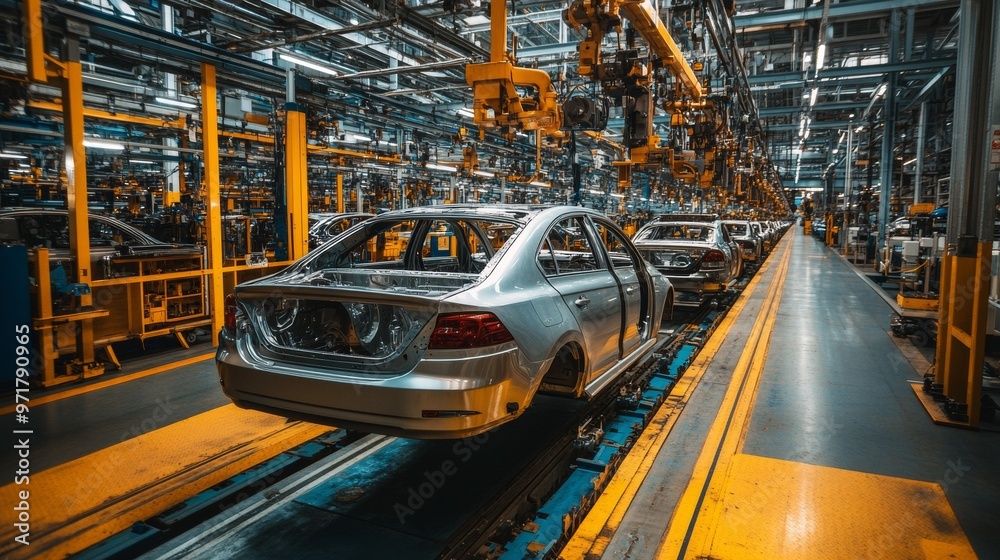 Modern car unmanned production workshop Modern car unmanned production workshop
